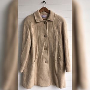 Herman Kays Winter Time Vintage Tan Single Breasted Wool Blend 70s Basic Coat